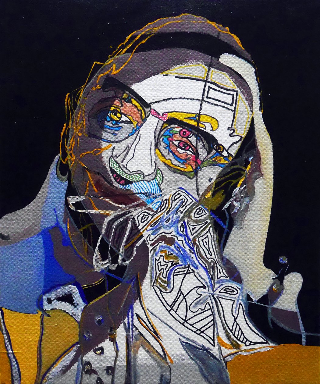 50 Grandi scrittori della storia: Michel Foucault, 2015 (olio e acrilico su tela) da Benoit Erwann Boucherot