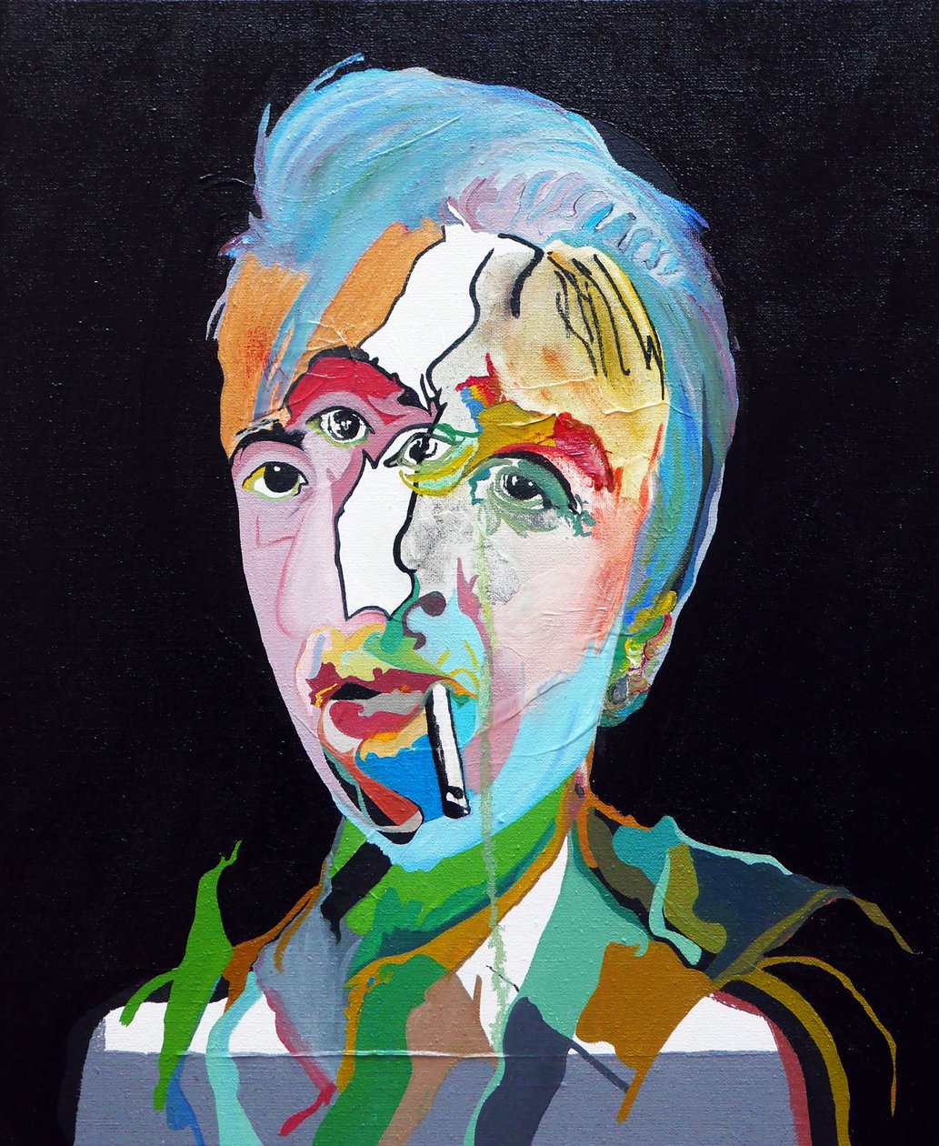 50 grandi scrittori della storia: Roland Barthes, 2015 (olio e acrilico su tela) da Benoit Erwann Boucherot