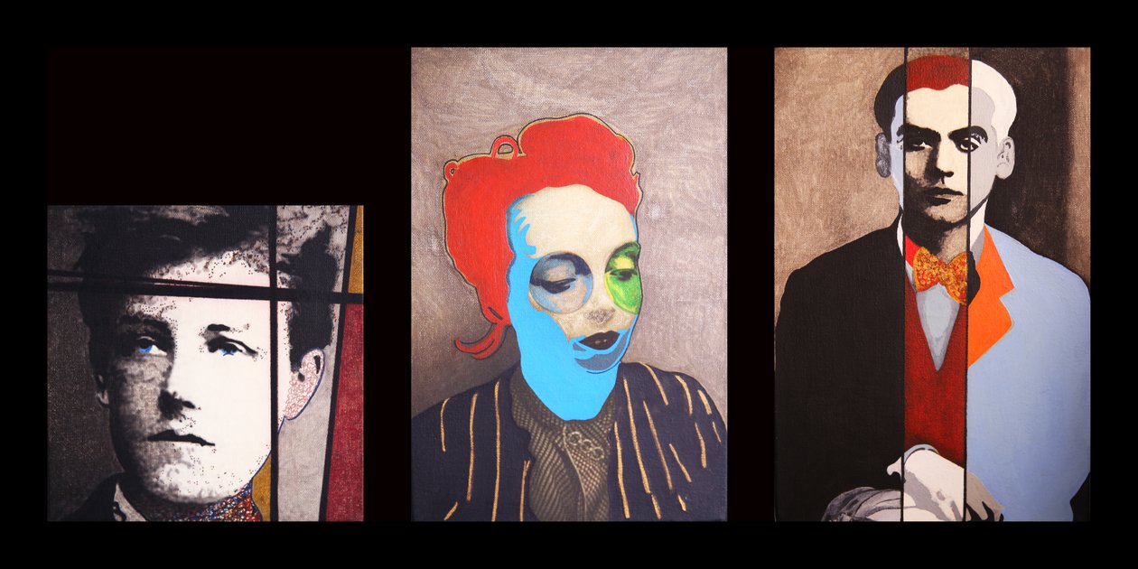 Arthur, Marguerite  Federico, 2014 (olio su 3 tele stampate giustapposte) da Benoit Erwann Boucherot