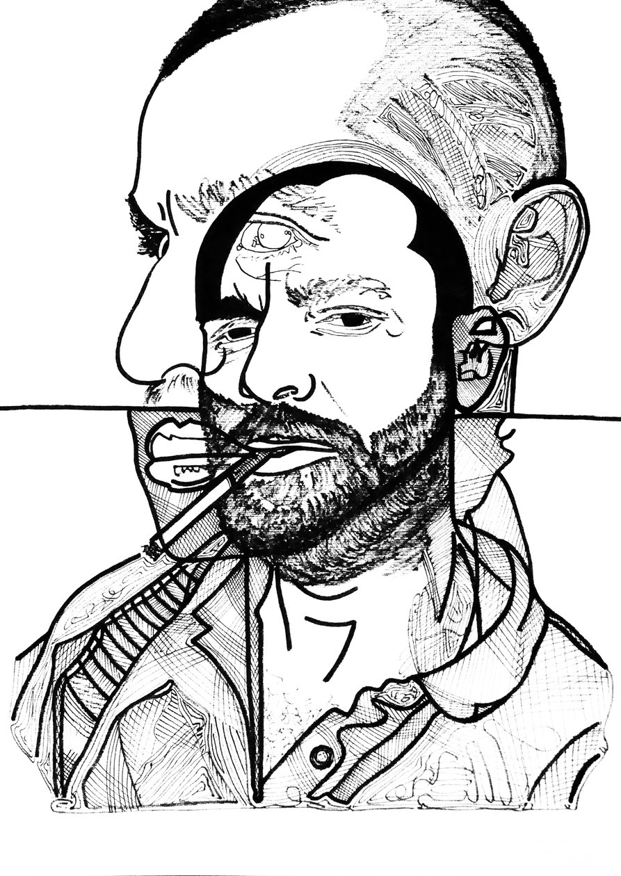 Double Jon, 2019 (inchiostro su carta) da Benoit Erwann Boucherot