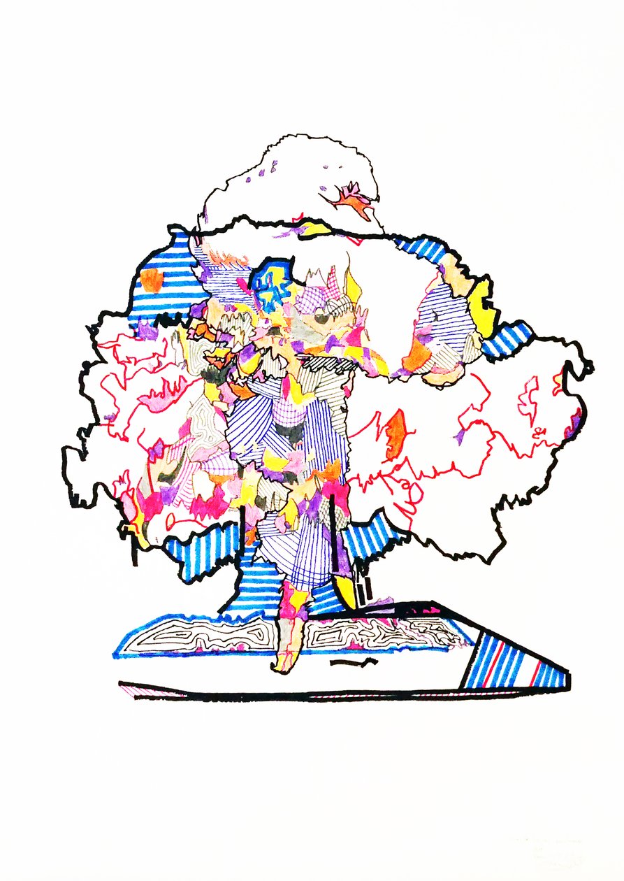 Doppio saggio atomico, 2019 (inchiostro su carta) da Benoit Erwann Boucherot