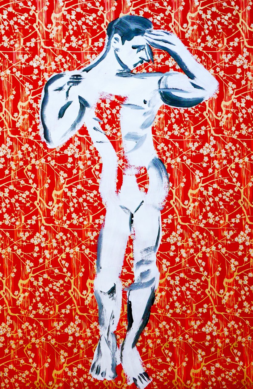 Masculin 1, 2020 (acrilico su carta giapponese serigrafata) da Benoit Erwann Boucherot