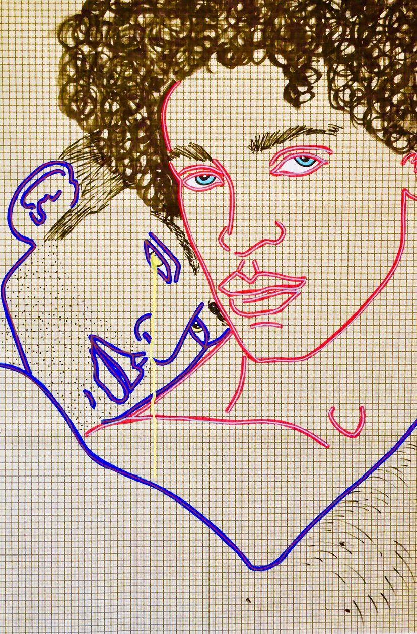 Masculin 8, 2020 (acrilico su carta giapponese serigrafata) da Benoit Erwann Boucherot