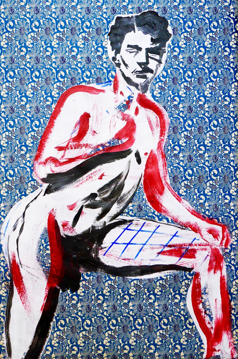 Masculin japonais 2, 2020 (acrilico su carta giapponese serigrafata) da Benoit Erwann Boucherot