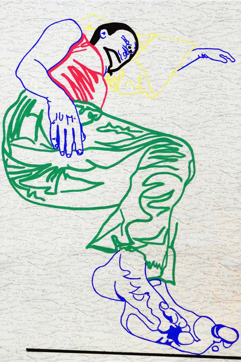Passager 13, 2020 (acrilico su carta giapponese serigrafata) da Benoit Erwann Boucherot