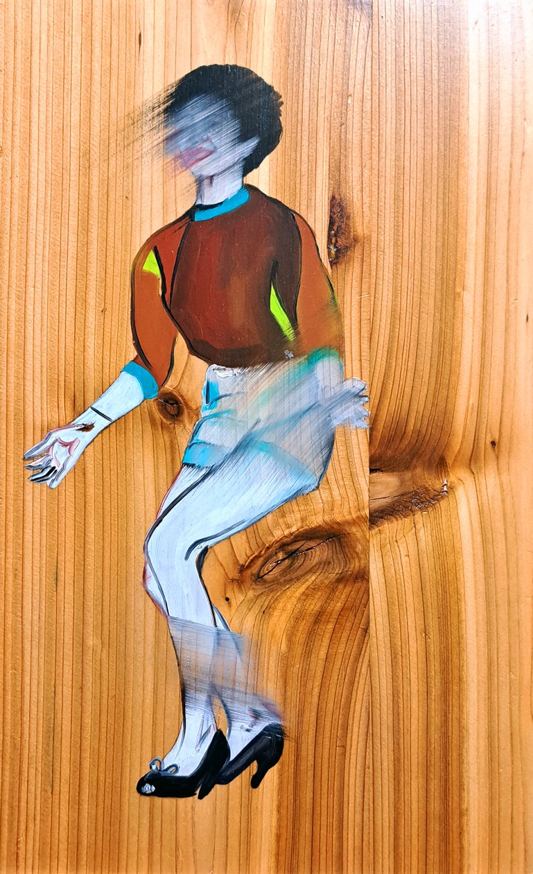 La rosa balla il chachacha, 2023 (olio su legno di pino) da Benoit Erwann Boucherot