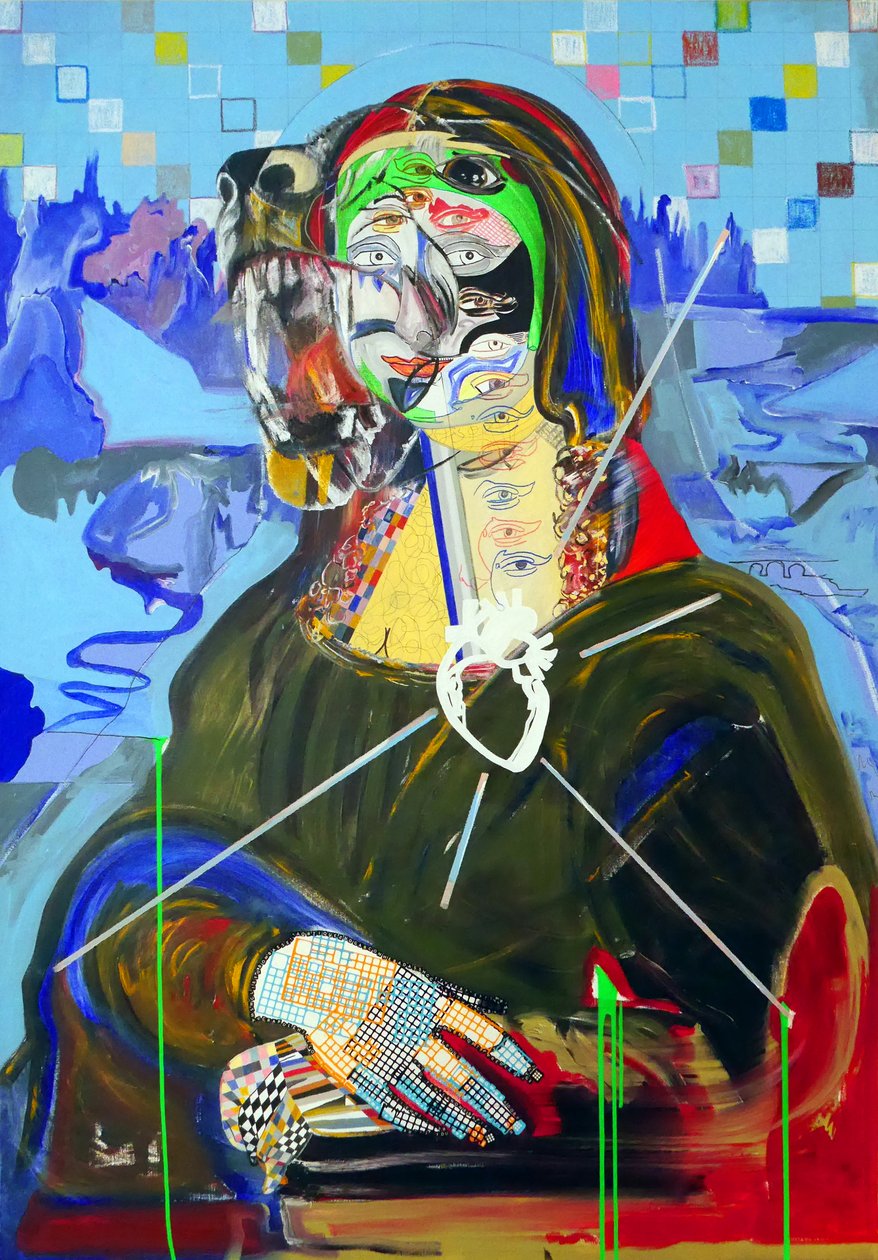 Surpeinture : Joconde, 2018 (olio, carta e acrilico su tela) da Benoit Erwann Boucherot