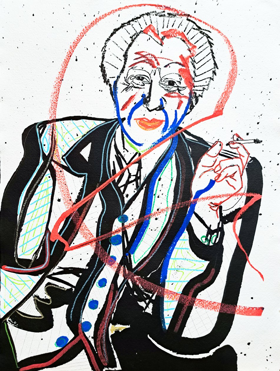 Surportrait : Frank Lloyd Wright, 2022 (acrilico su carta) da Benoit Erwann Boucherot