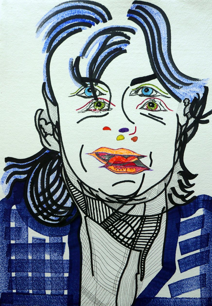 Surportrait : Fred Vargas, 2019 (acrilico su carta) da Benoit Erwann Boucherot