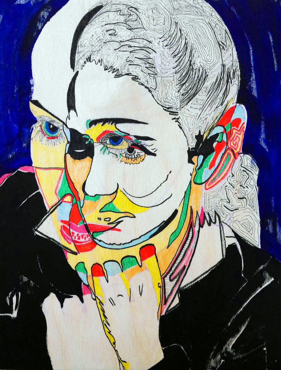 Surportrait : Gabrielle Roy, 2021 (olio e acrilico su pannello di legno) da Benoit Erwann Boucherot
