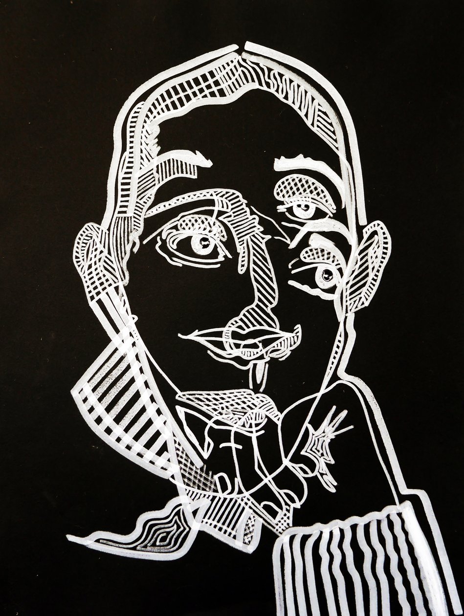 Surportrait : Joyce Carol Oates, 2021 (acrilico su carta) da Benoit Erwann Boucherot