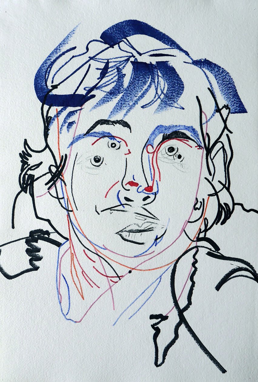 Surportrait : Marguerite Duras 3, 2021 (acrilico su carta) da Benoit Erwann Boucherot