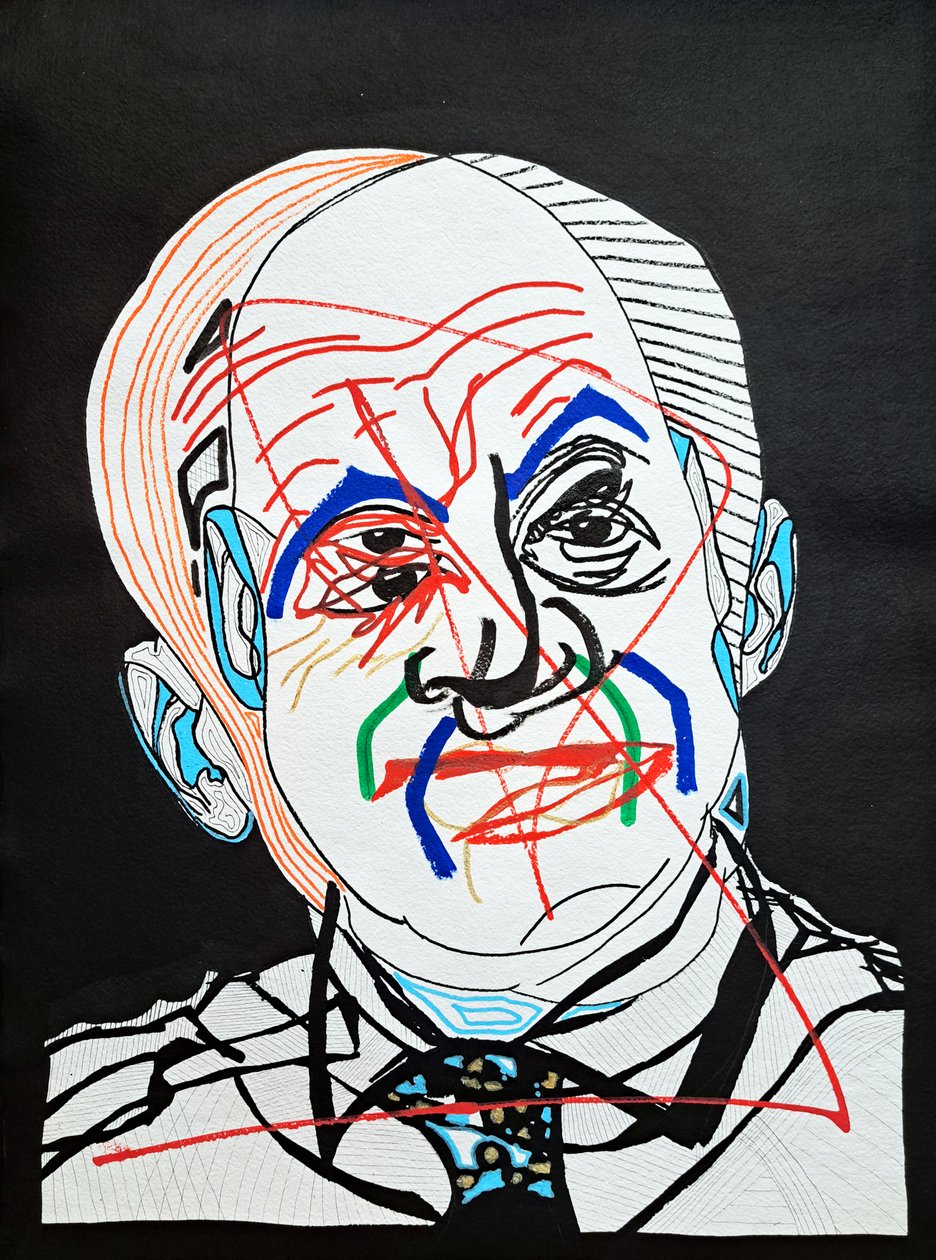 Surportrait : Oscar Niemeyer, 2022 (acrilico su carta) da Benoit Erwann Boucherot