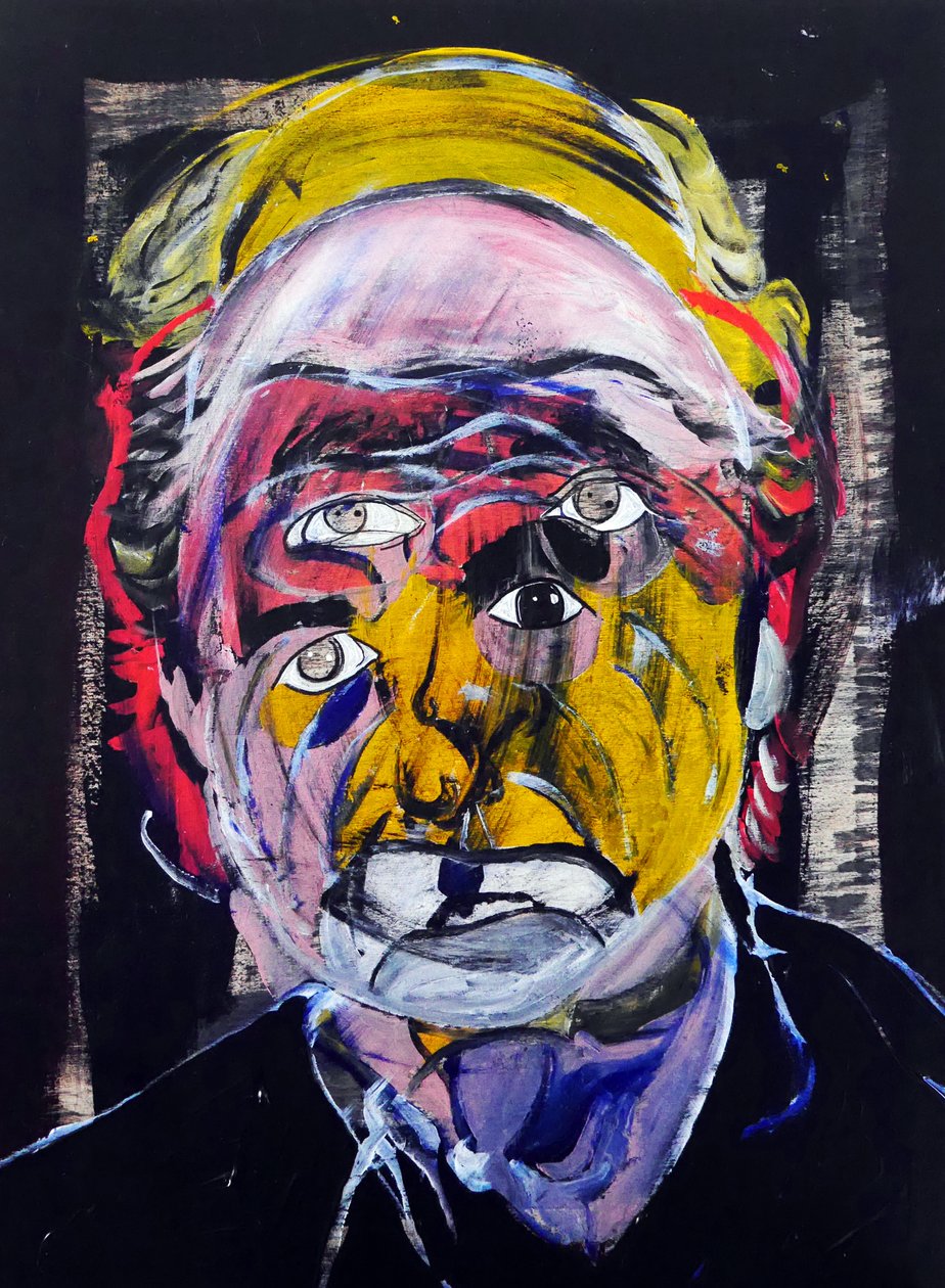 Surportrait : Philip Roth, 2021 (olio e acrilico su pannello di legno) da Benoit Erwann Boucherot