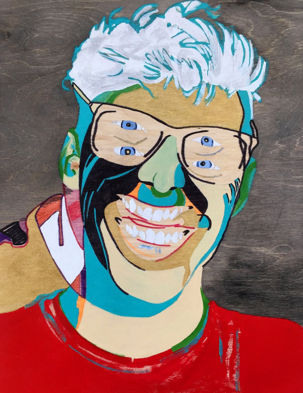 Surportrait : Simon Boulerice, 2021 (olio e acrilico su pannello di legno) da Benoit Erwann Boucherot