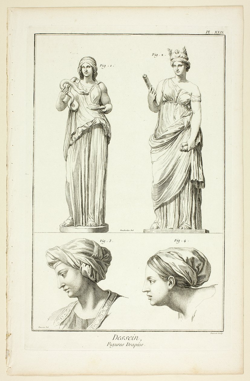 Design: Figure Drappeggiate, da Encyclopédie da Benoit Louis Prevost