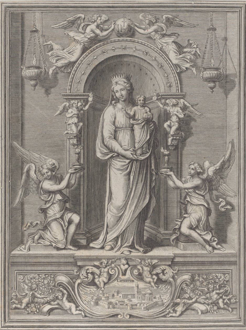 Madonna di Loreto, in una nicchia con un angelo su entrambi i lati, 1650-1724 da Benoît Farjat