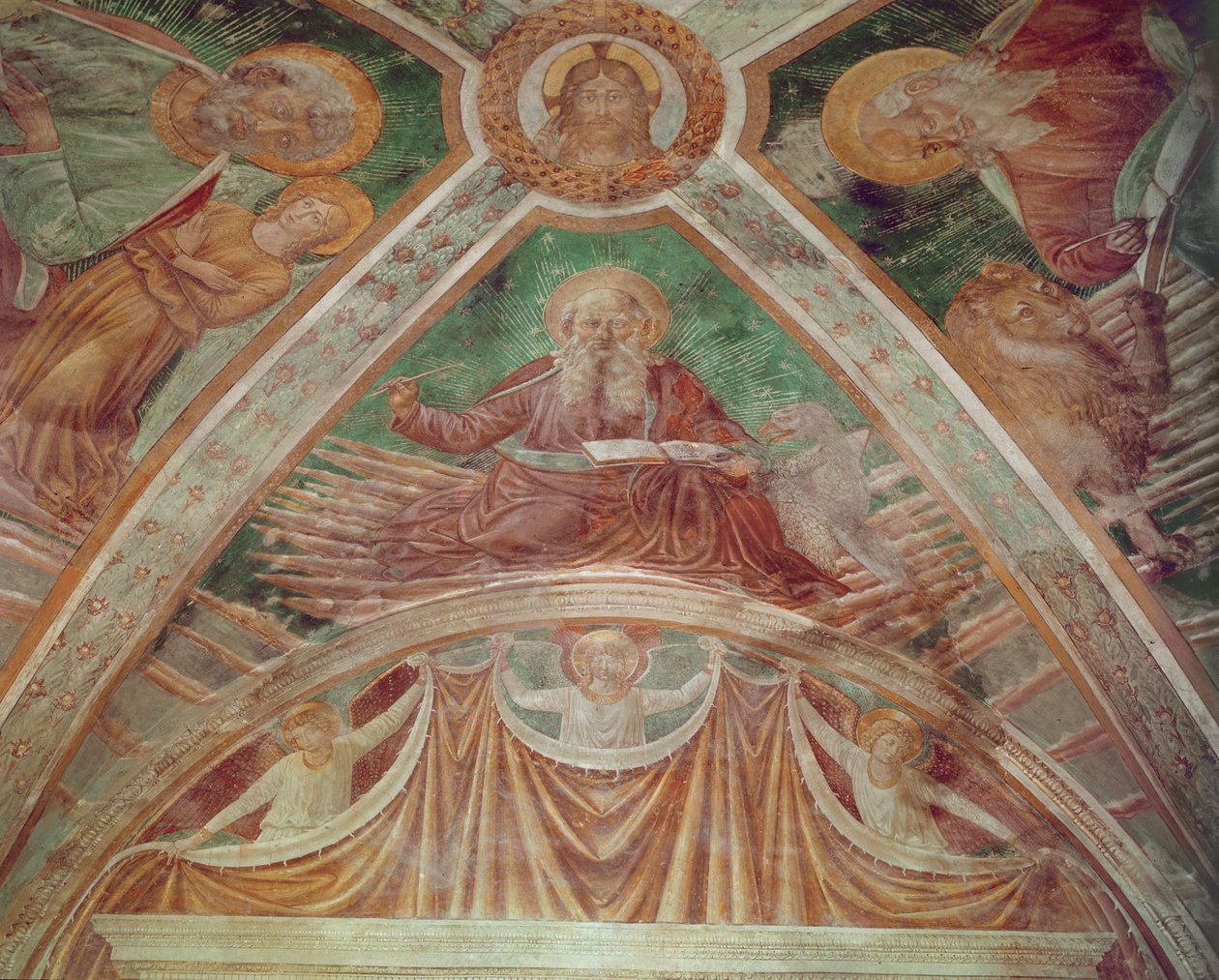 Dio Padre alla Pietra Angolare, Cristo benedicente, sul soffitto, Dio Padre benedicente da Benozzo di Lese di Sandro Gozzoli