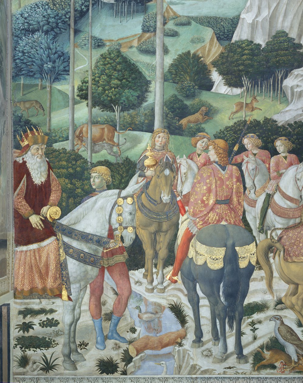 Giuseppe, patriarca di Costantinopoli, come uno dei Re Magi, particolare del ciclo del Viaggio dei Magi nella cappella, 1460 circa (affresco) da Benozzo di Lese di Sandro Gozzoli