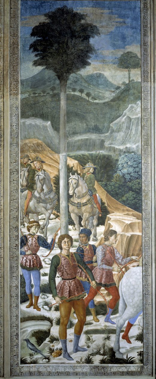 Arcieri in livrea, particolare del ciclo del Viaggio dei Magi nella cappella, 1460 circa (affresco) da Benozzo di Lese di Sandro Gozzoli