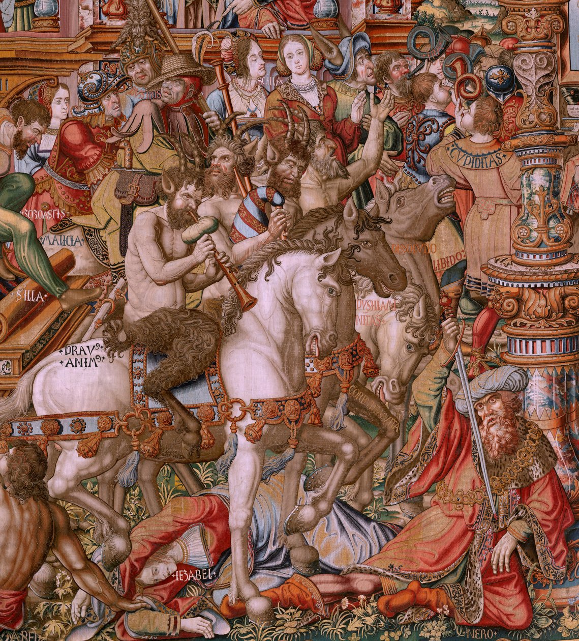 Serie Gli Onori. Infamia. Sesto arazzo della serie. Modello di cartoni animati dal circolo di Bernard van Orley e Jan Gossaert (Mabuse). Manifattura Pieter van Aelst, Bruxelles. Ca 1550. da Bernaert van (circle of) Orley