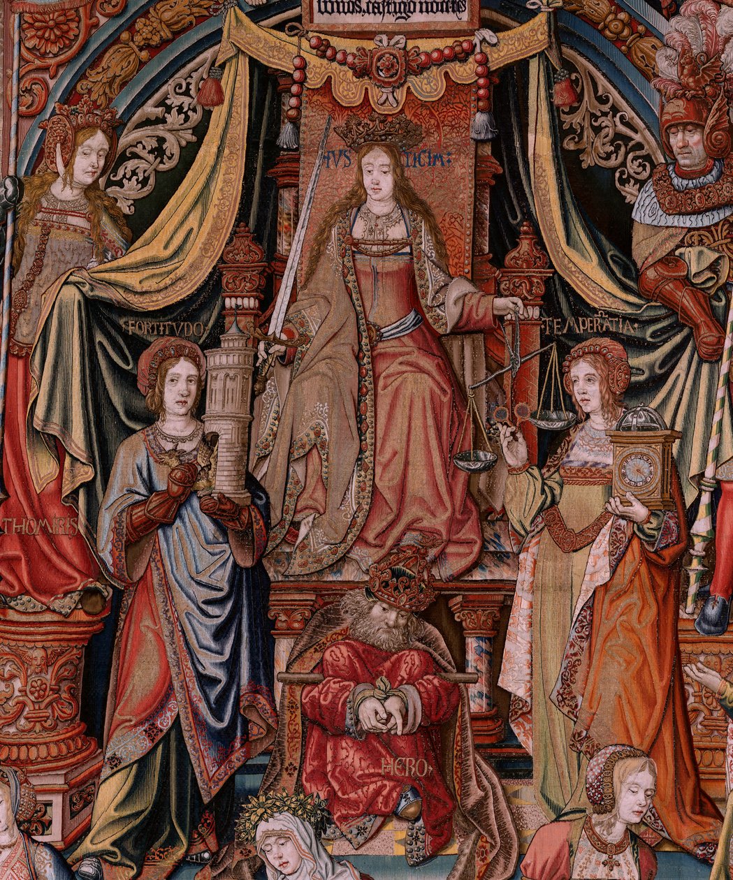 Arazzo fiammingo. Serie Gli Onori. Giustizia. Nono arazzo della serie. Modello Cartonisti del circolo di Bernard van Orley e Jan Gossaert (Mabuse). Manifattura Pieter van Aelst, Bruxelles. Ca 1550. da Bernaert van (circle of) Orley