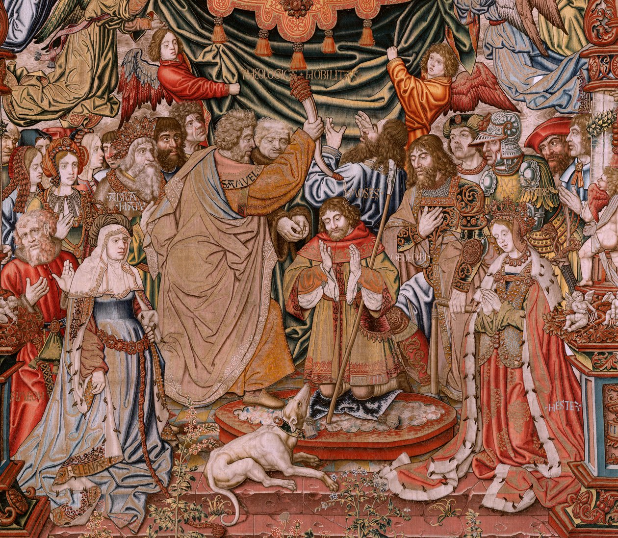 Arazzo fiammingo. Serie Gli Onori; Nobiltà. Quarto arazzo della serie. Modellisti del circolo di Bernard van Orley e Jan Gossaert (Mabuse). Manifattura Pieter van Aelst, Bruxelles. Ca 1550. Tessuto oro, argento, seta e lana da Bernaert van (circle of) Orley