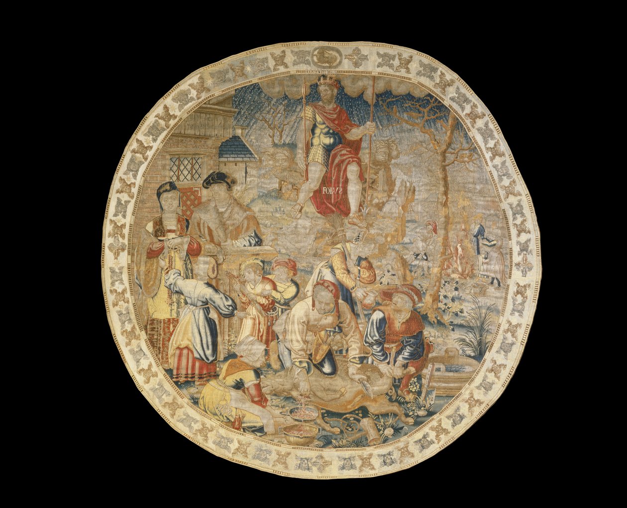 Arazzo allegorico di Bruxelles raffigurante il mese di dicembre da "I Mesi Medaglione", c.1525 da Bernard van Orley