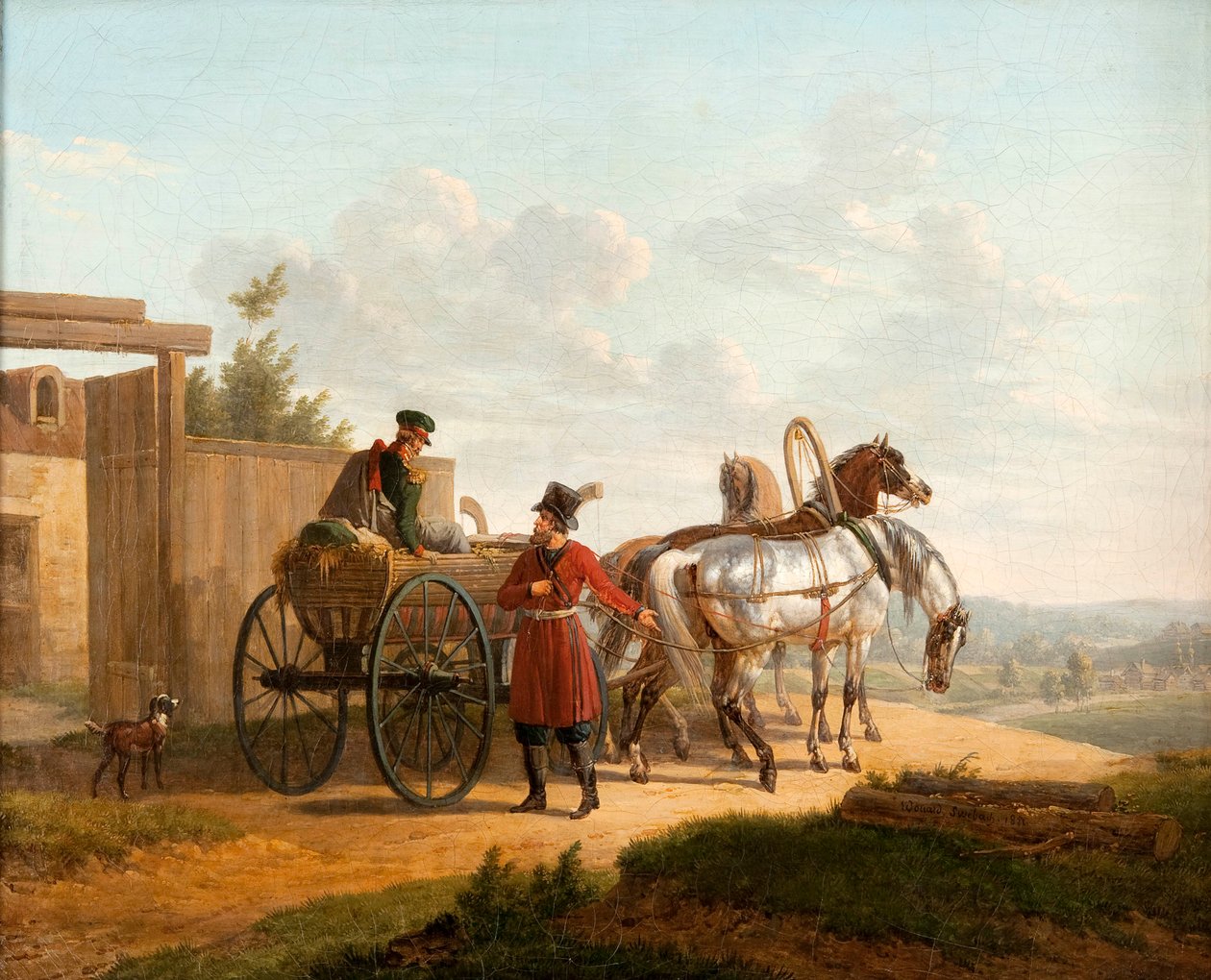 Ingresso di una fattoria in Russia da Bernard Edouard Swebach