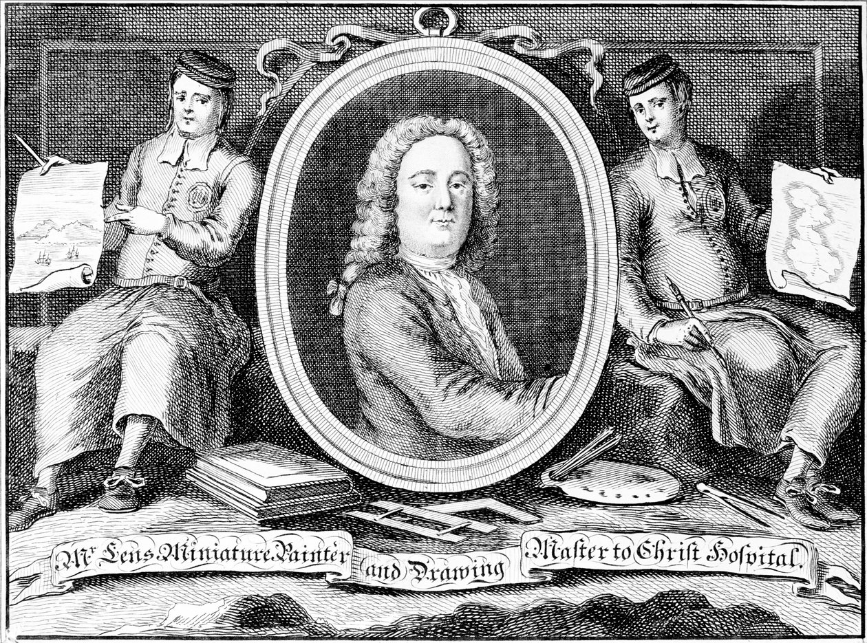 Carta commerciale per Bernard Lens III, incisa da Louis Philippe Boitard da Bernard Lens