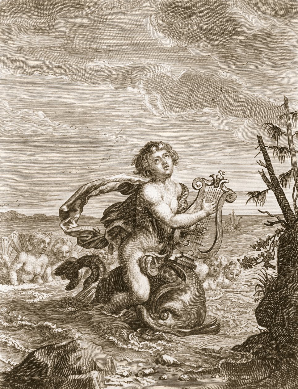 Arione salvato da un delfino, 1731 da Bernard Picart