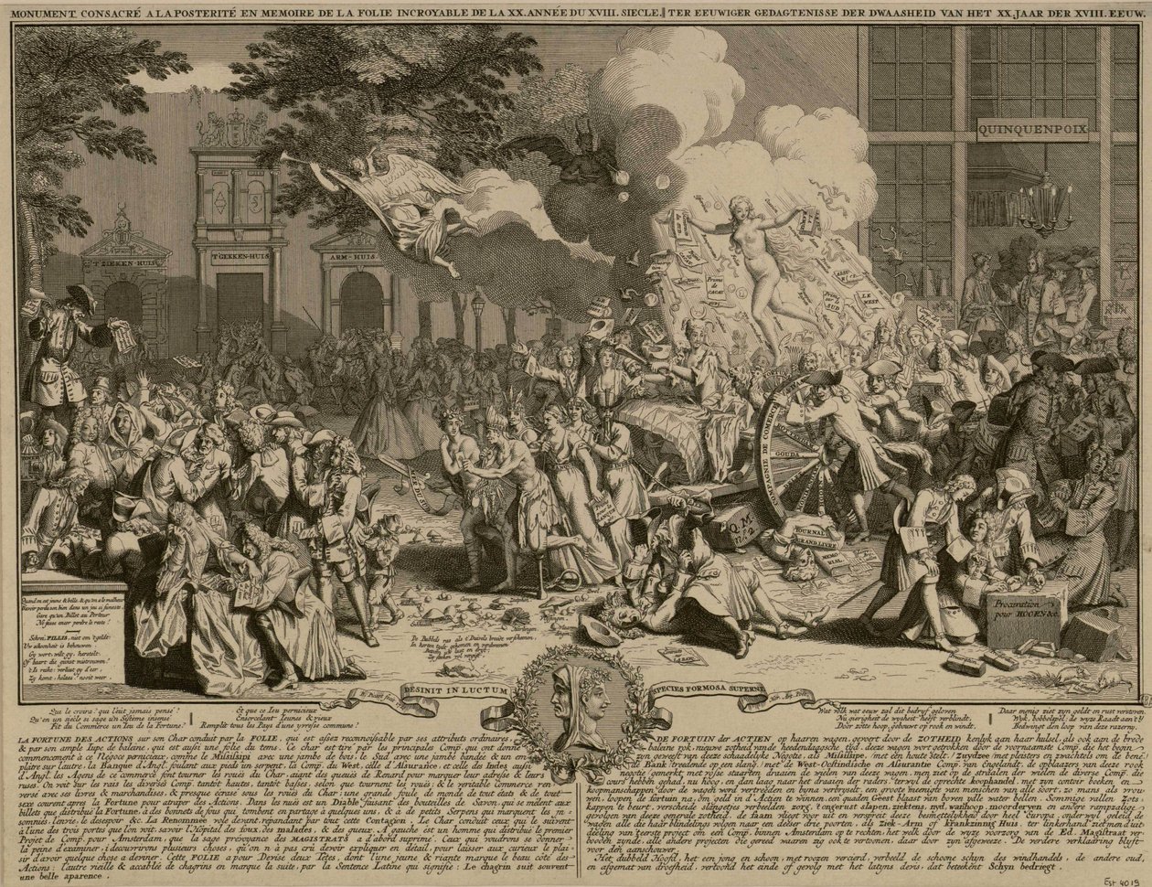 Stampa satirica sul funzionamento del sistema di Law e il suo fallimento del 1720 da Bernard Picart
