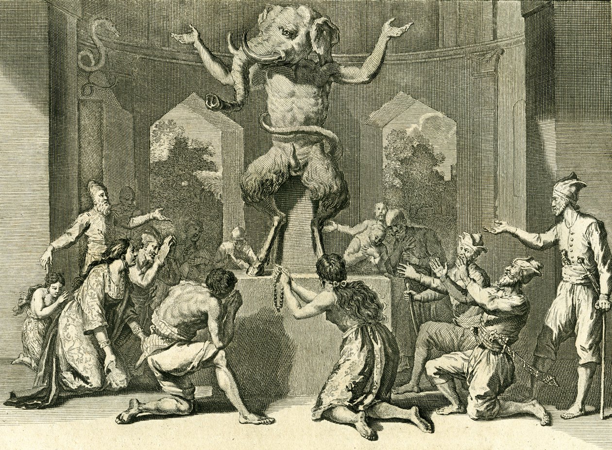 Popolo di Ceylon che adora il dio Ganesh, donatore di saggezza, salute e ricchezza, 1729 da Bernard Picart