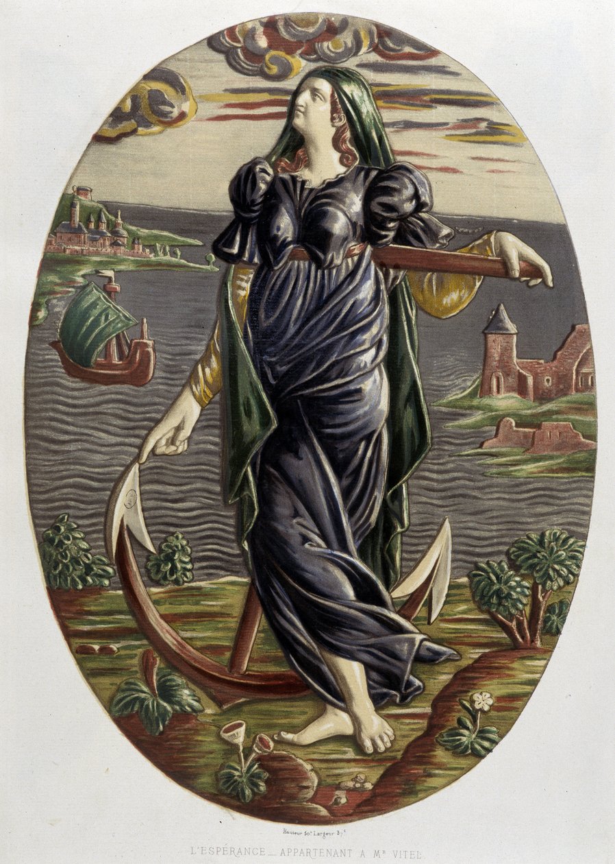 La speranza - Piatto ceramico, in "The work of Bernard Palissy" di C. Delange e C. Borneman, Parigi da Bernard (after) Palissy