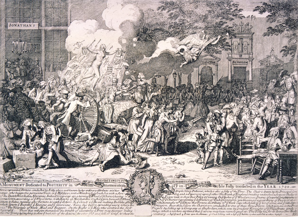 Un monumento dedicato alla posterità in commemorazione della incredibile follia avvenuta nel 1720 da Bernard Baron