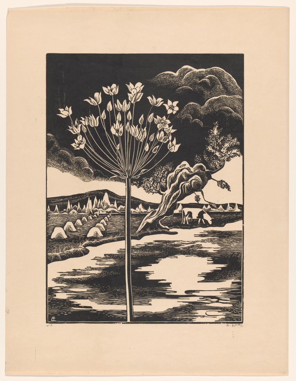 Fiore di cigno in un paesaggio da Bernard Essers (signed by artist)