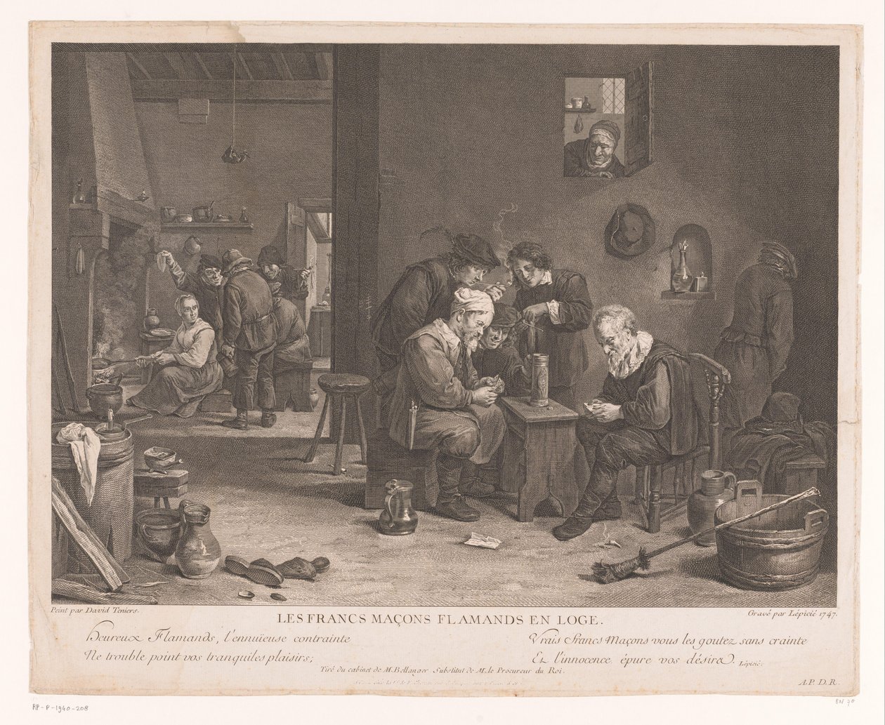 Interno di una locanda con figure che giocano a carte da Bernard François Lépicié