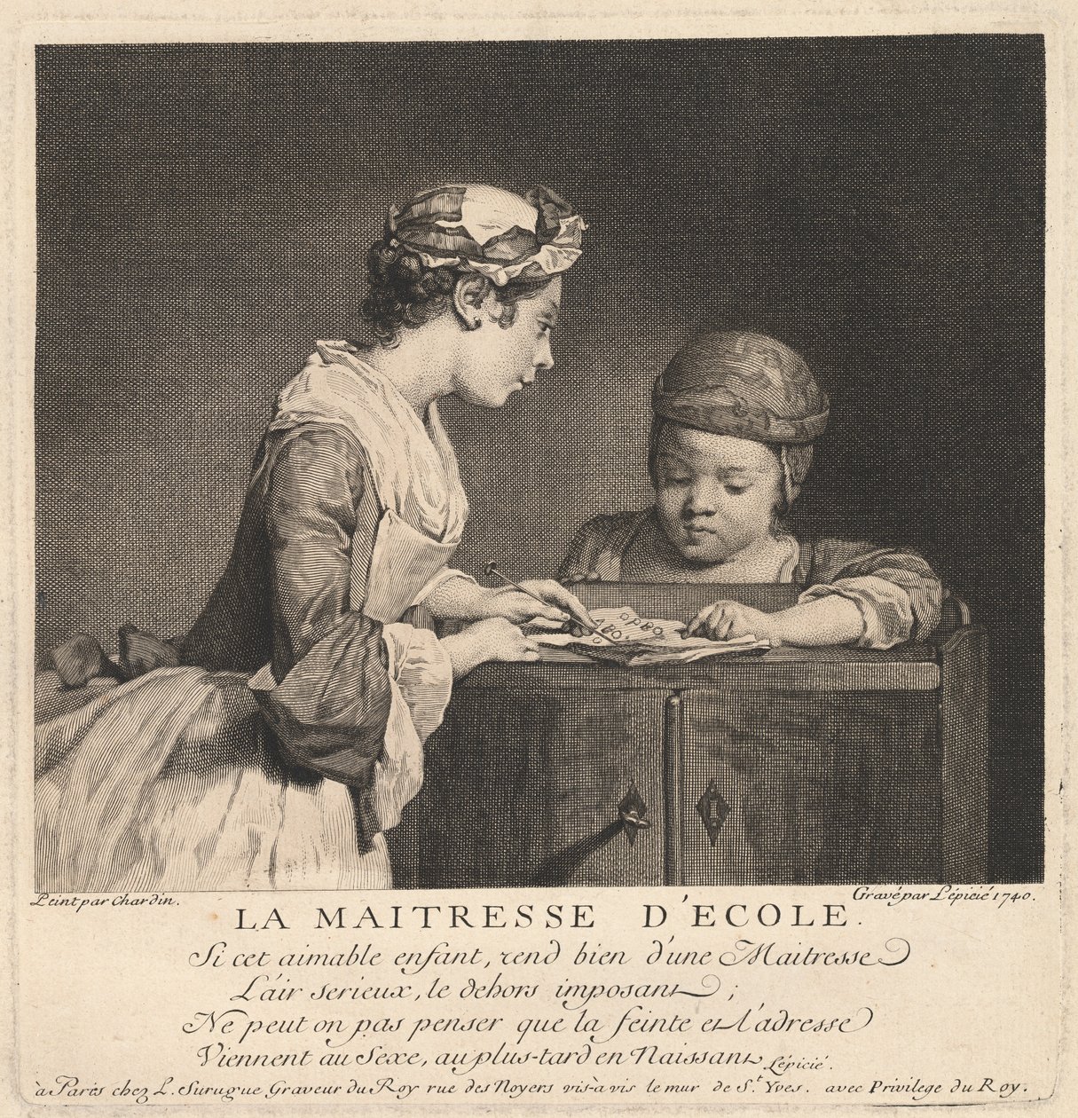 La maestra da Bernard Lépicié after Jean Siméon Chardin