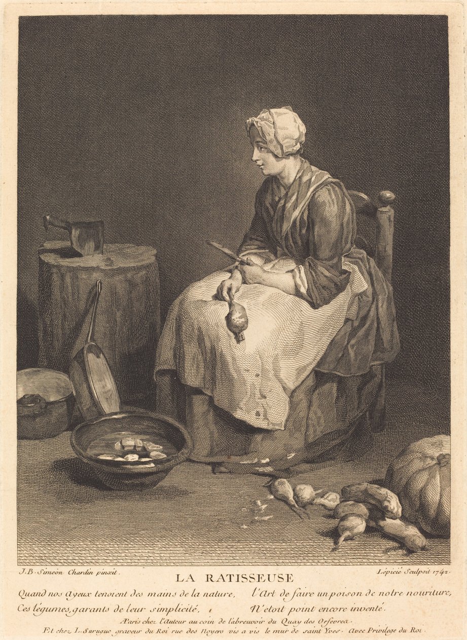 La rastrellatrice da Bernard Lépicié after Jean Siméon Chardin