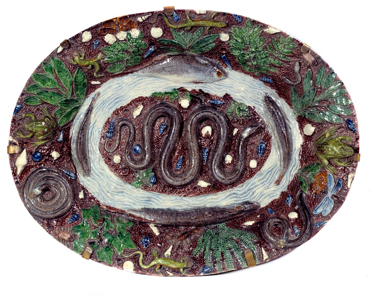Piatto in maiolica con serpenti e batraci da Bernard Palissy