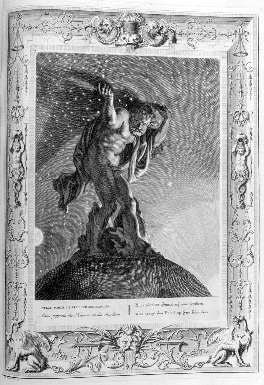 Atlante sostiene i cieli sulle sue spalle, 1733 da Bernard Picart
