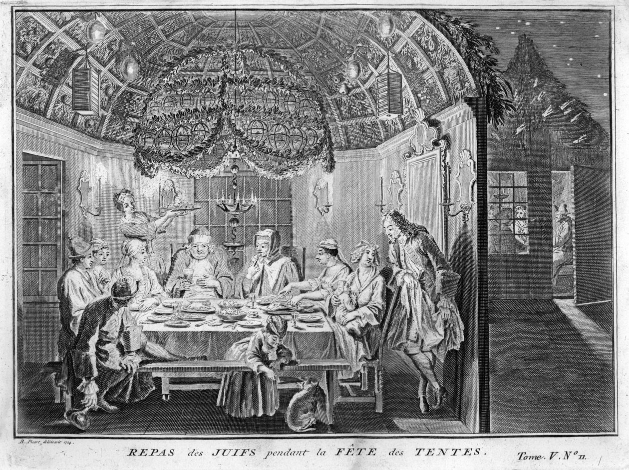 Ebraismo: pasto per il popolo ebraico durante Sukkot (succot o Sukkos) festa delle capanne o dei tabernacoli) Incisione da 