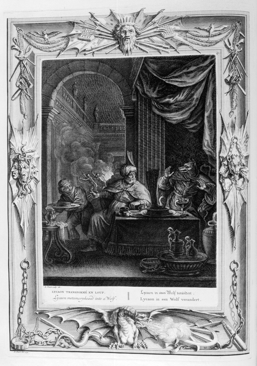 Licaone trasformato in lupo, 1733 da Bernard Picart