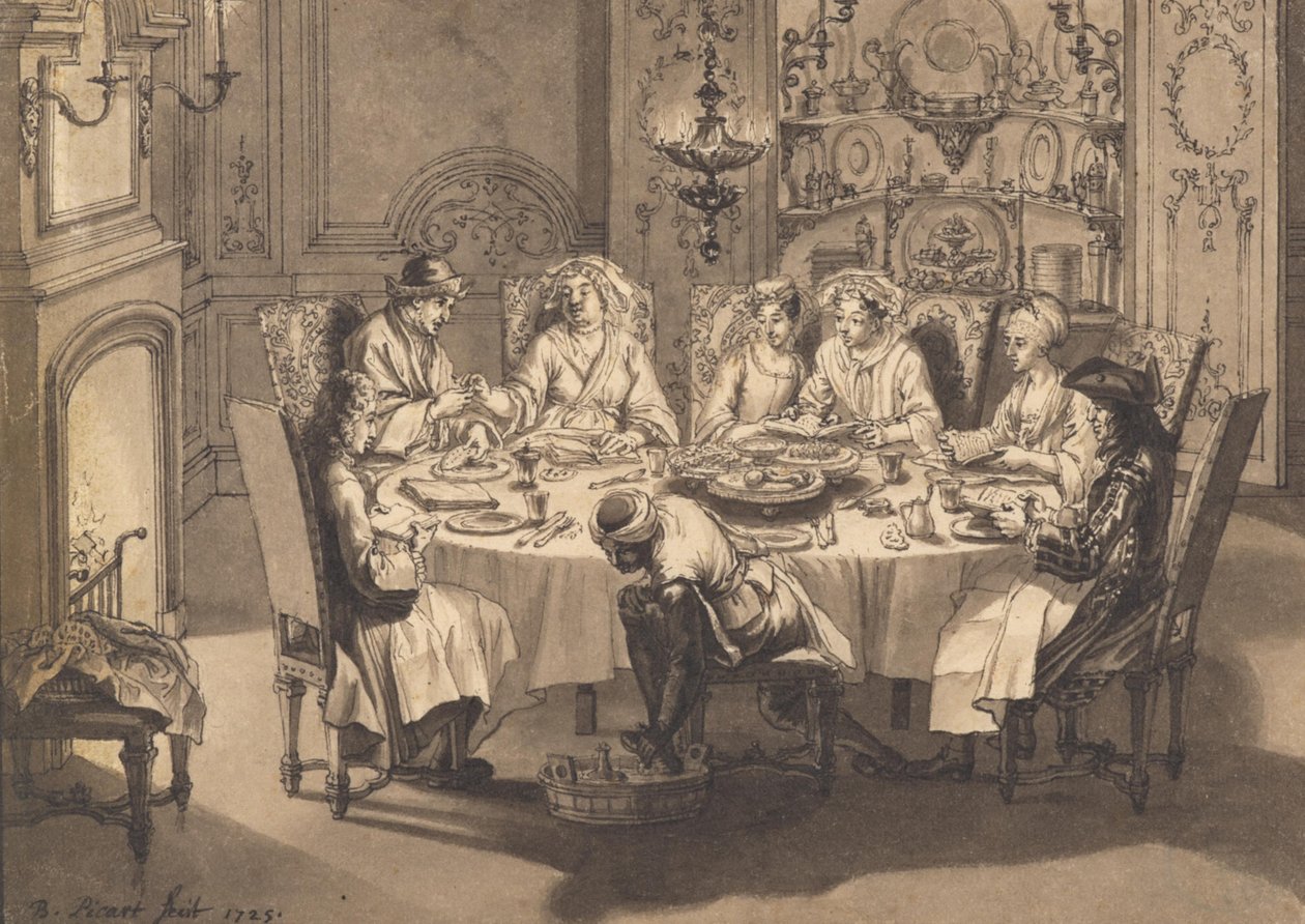 Pasto durante la Pasqua ebraica presso gli ebrei portoghesi da Bernard Picart