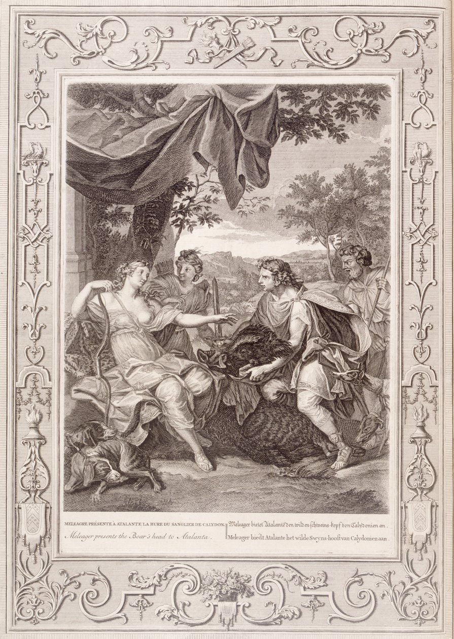 Meleagro presenta la testa del cinghiale ad Atalanta, 1731 da Bernard Picart