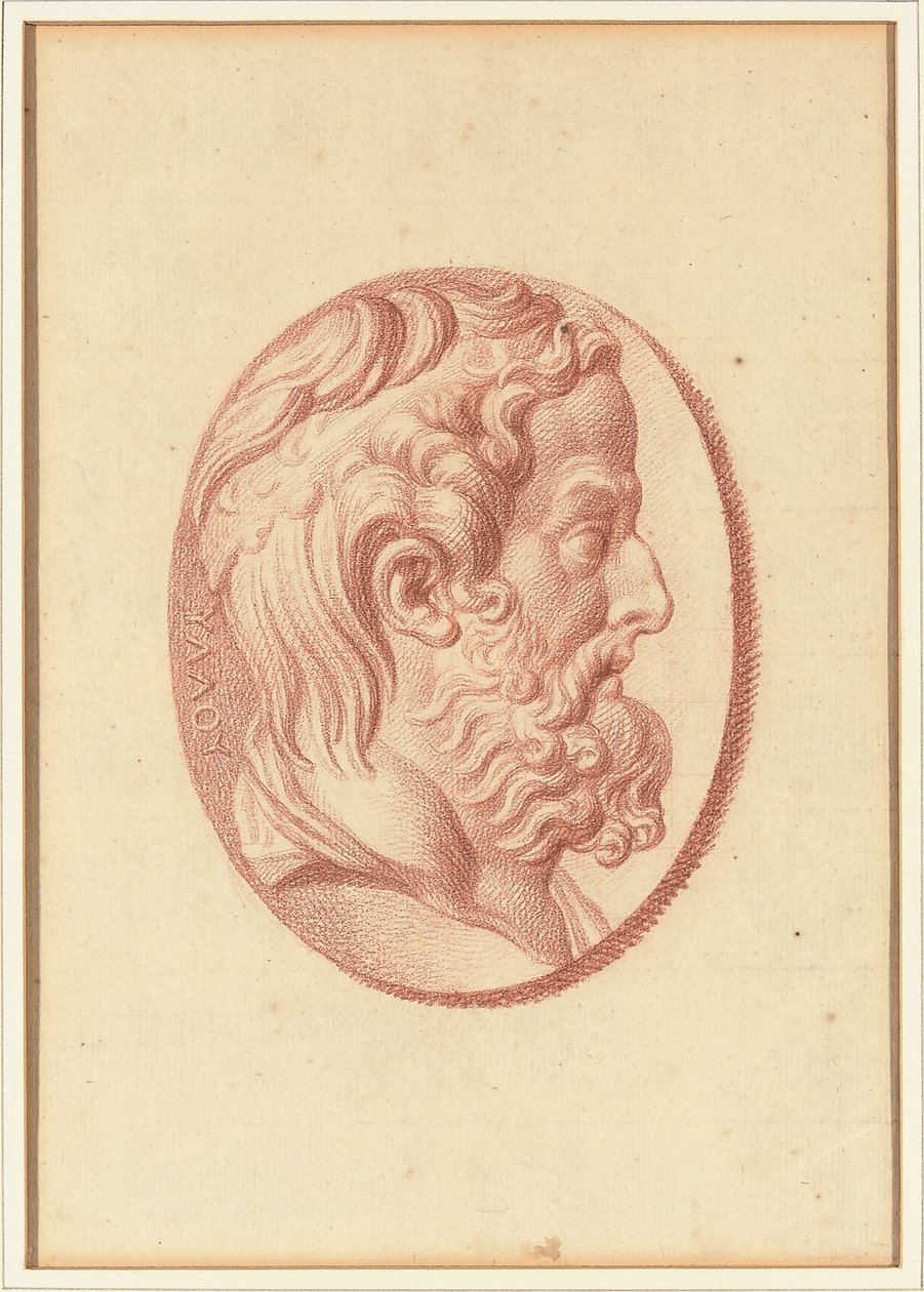 Uno dei quattro studi dopo cammei, tre con ritratti di profilo classici e uno con un rilievo frammentario di Cupido e due leoni che trainano un carro da Bernard Picart