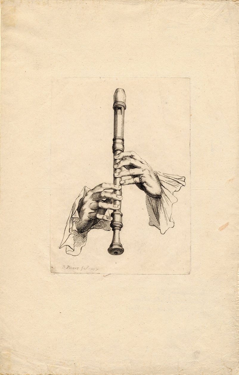 Mani di suonatori di flauto dolce, circa 1700 da Bernard Picart