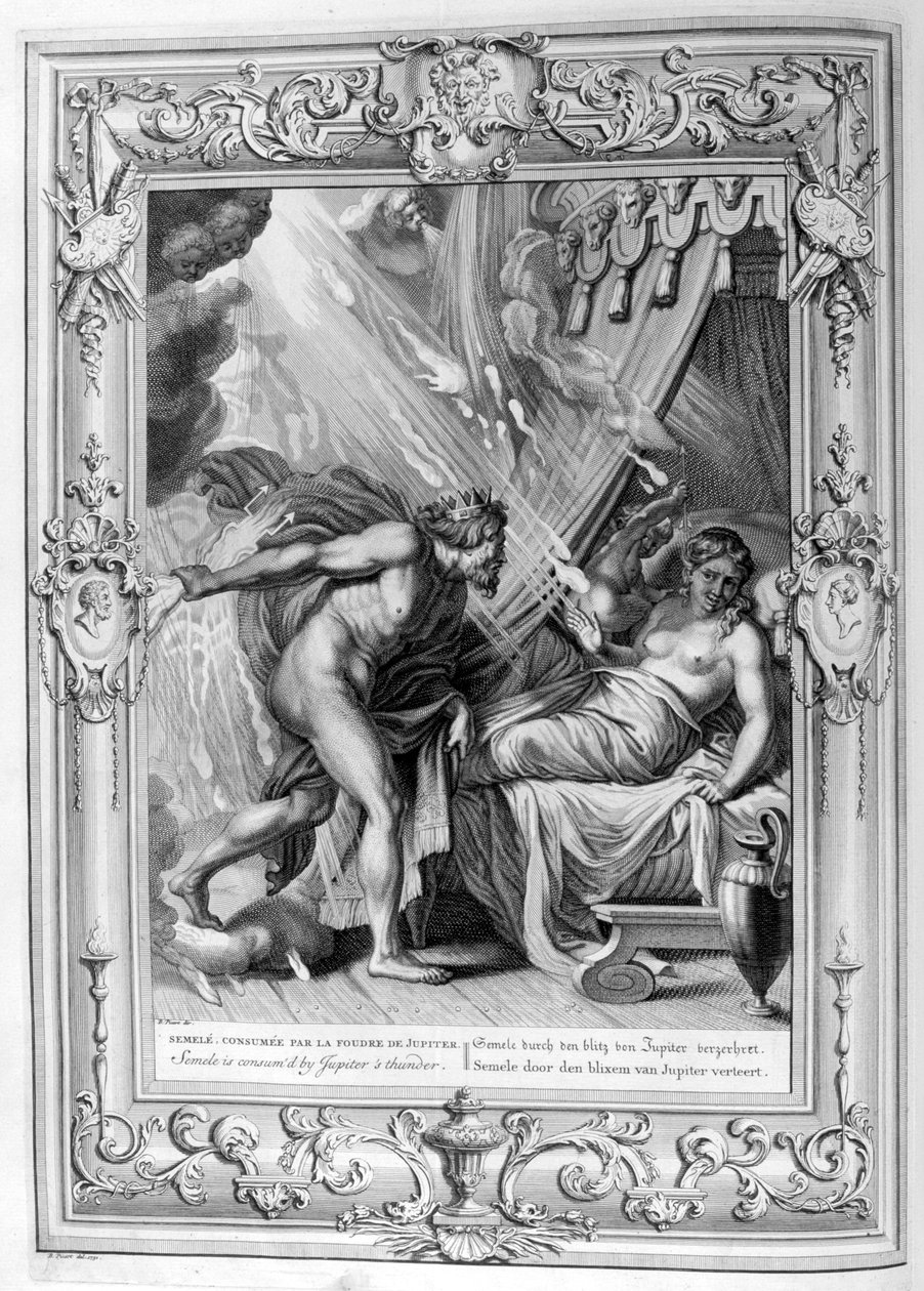 Semele è consumata dal fuoco di Giove, 1733 da Bernard Picart