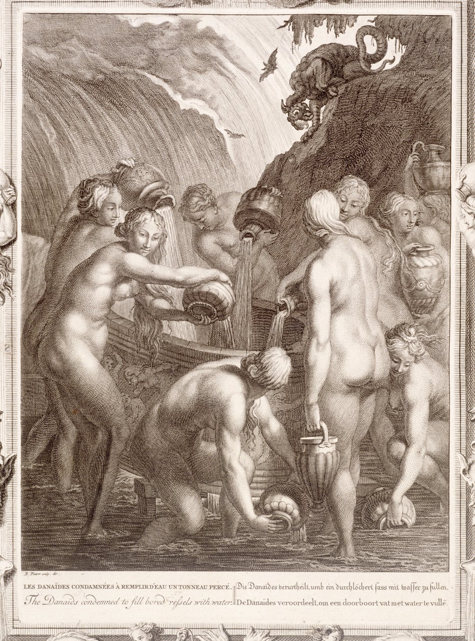 Le Danaidi condannate a riempire vasi forati con acqua, 1730 da Bernard Picart