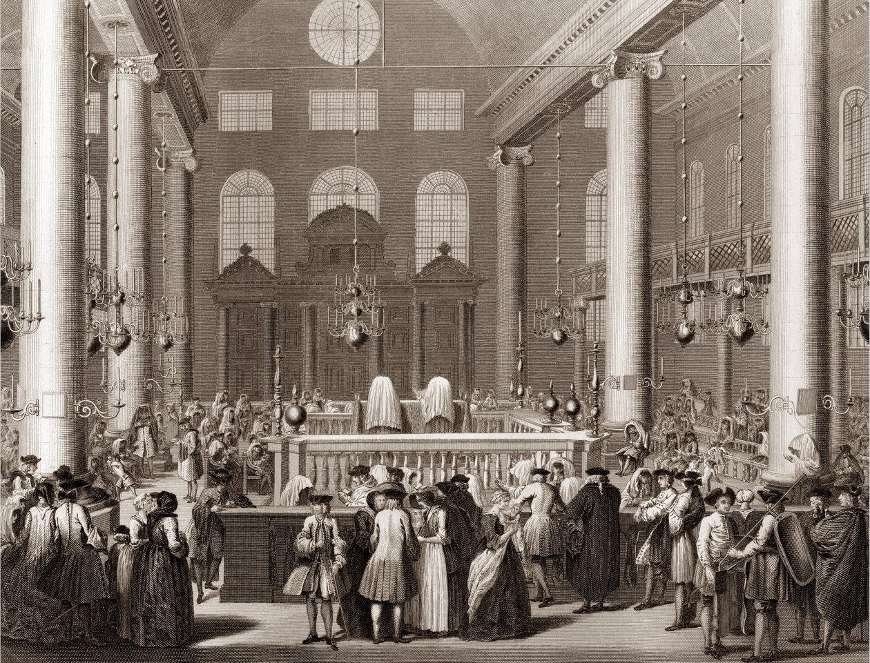 Festa ebraica di Purim o Cots. Incisione da "Illustrazione delle cerimonie e dei costumi religiosi di tutti i popoli del mondo" di Bernard Picart (1723-1743) 1819 Collezione privata da Bernard Picart